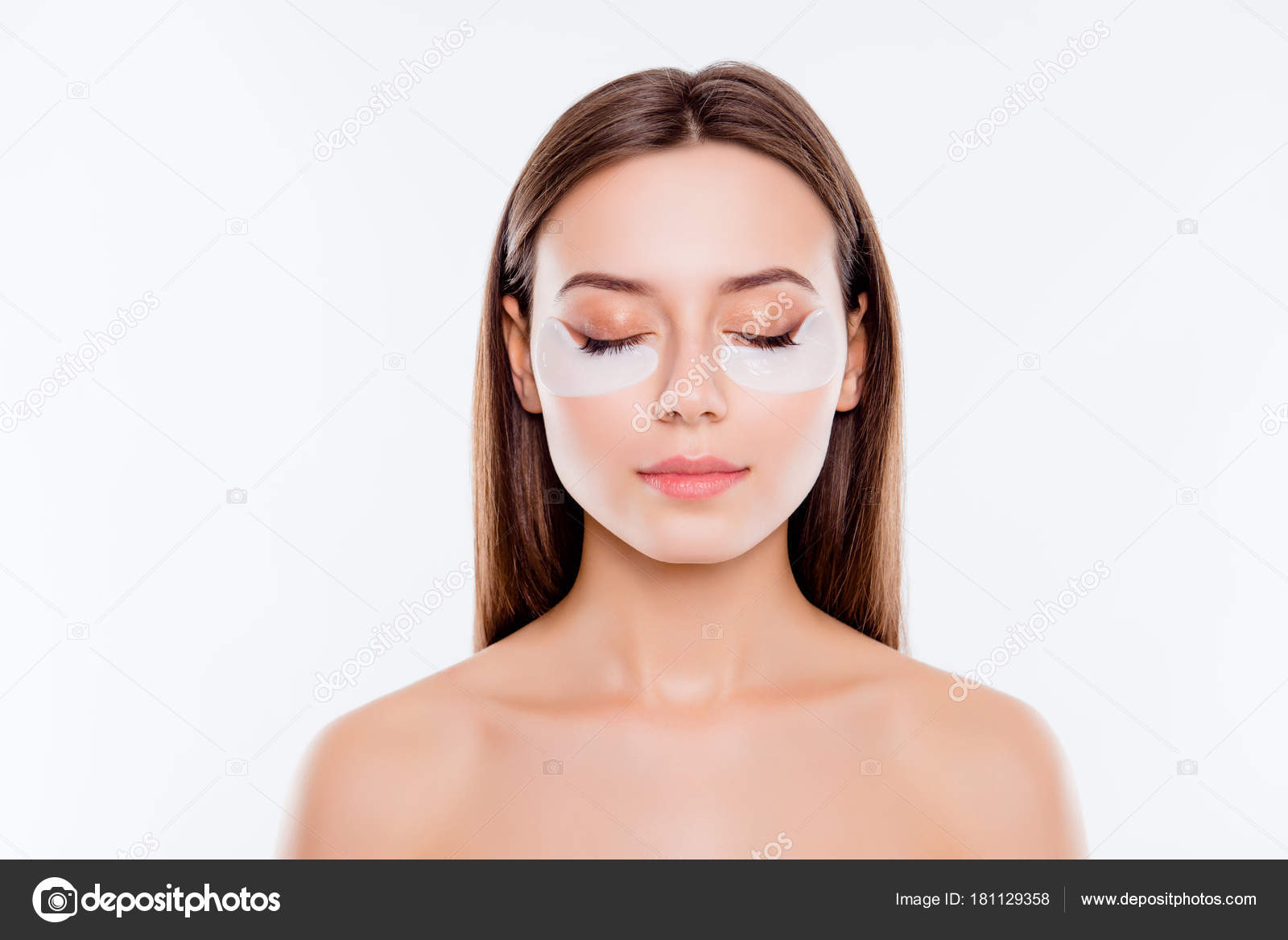 Close Up Portrait Of Pretty Charming Attractive Girl With Nake Stock Photo Close Up Portrait Of Pretty Charming Attractive Girl With Nake Stock Photo