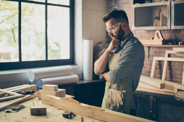 Pensive hardworking thoughtful serious concentrated minded cabin — Stock Photo, Image