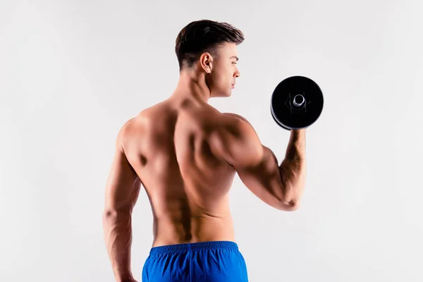 Atrás detrás de la vista retrato de fuerte má musculoso guapo masiva — Foto de Stock