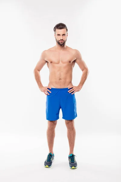 Front view fullbody portrait of attractive, athletic, sportive m — Stock Photo, Image