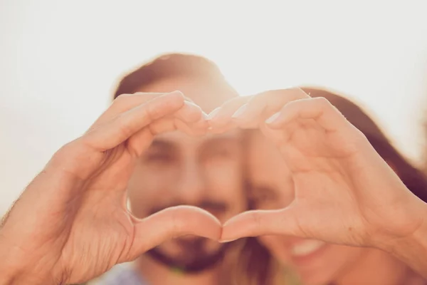 Close up cropped photo of two relaxed carefree cute sweet gentle — Stock Photo, Image