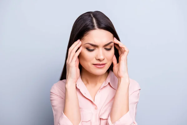 Portret van boos, verdrietig, onwel, ongezonde, teleurgesteld vrouw fe — Stockfoto