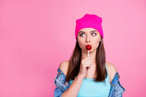 Close up portrait of cool swag carefree hipster beautiful girl w — Stock Photo, Image