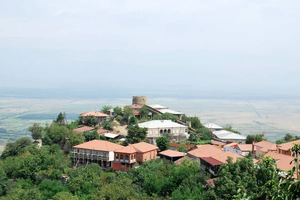 Signakhi 'den Alazani Vadisi' ne doğru görüş. Kakheti. Georgia