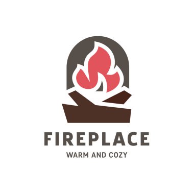 Logo şömine vektör içine düz stil trend