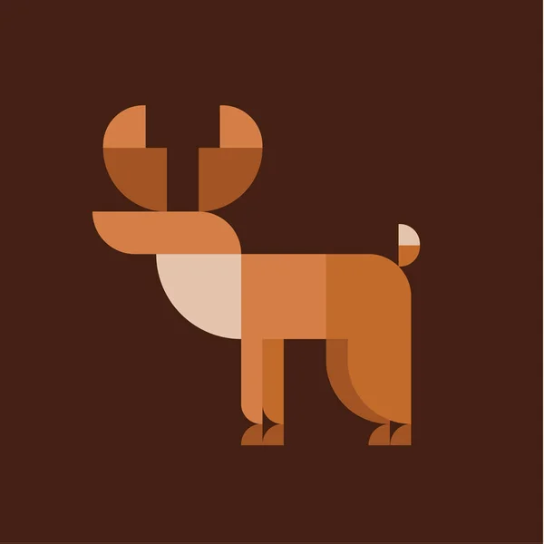 Horned Elk design geométrico animal estilo plana vetor ilustração minimalismo —  Vetores de Stock
