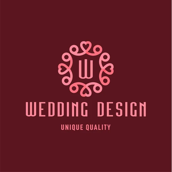 Literą W, Wedding Design, zaloguj się w postaci ozdoba z serca — Wektor stockowy