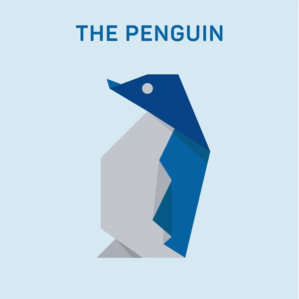Tučňák Origami zvířata moderní byt umění — Stockový vektor