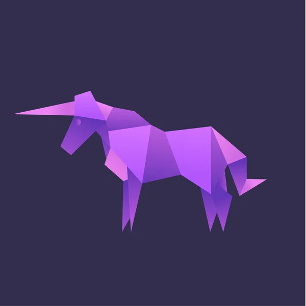 Einhorn Tiere Origami Vektor Illustration — Stockvektor