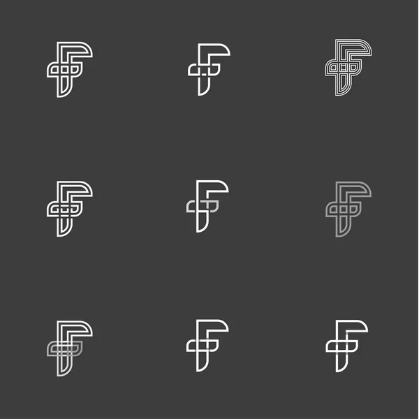 字母 F 在平面线性风格现代图形设计中设置矢量标志会标简约主义插图的缩写 — 图库矢量图片