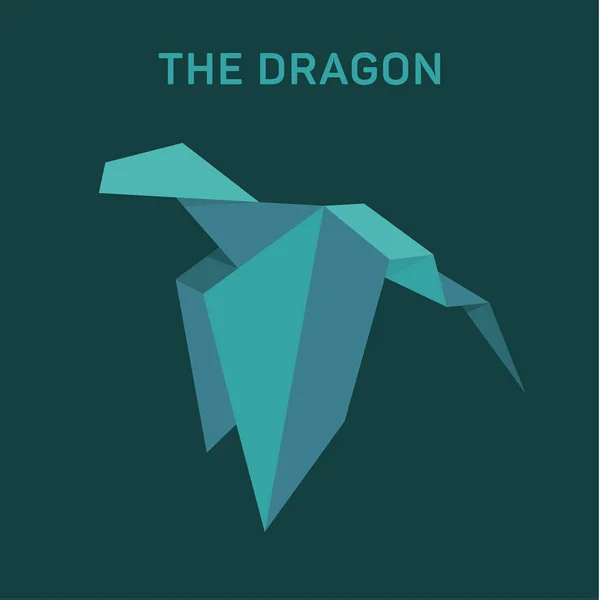 Origami Dragon dieren vector illustratie plat — Stockvector