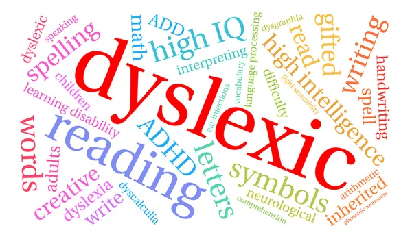 Disleksik kelime bulutu — Stok Vektör