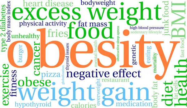 Wortwolke Fettleibigkeit — Stockvektor
