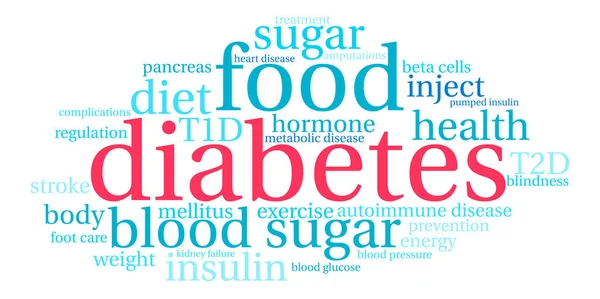 Diabetes palabra nube — Vector de stock