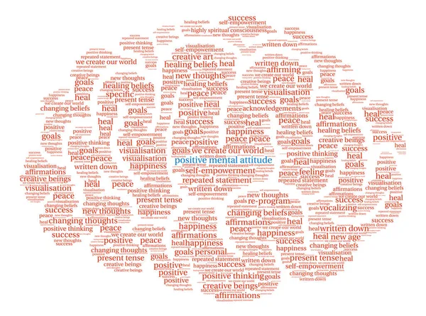 Atitude Mental Positiva Cérebro Word Cloud —  Vetores de Stock