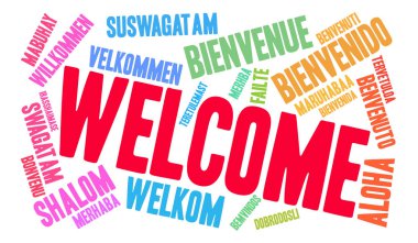 Uluslararası hoş geldiniz kelime bulutu