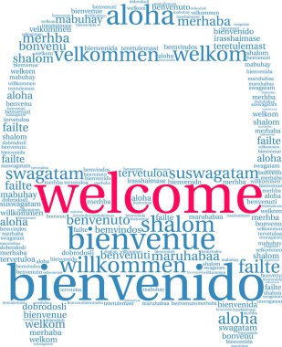 Uluslararası hoş geldiniz kelime bulutu
