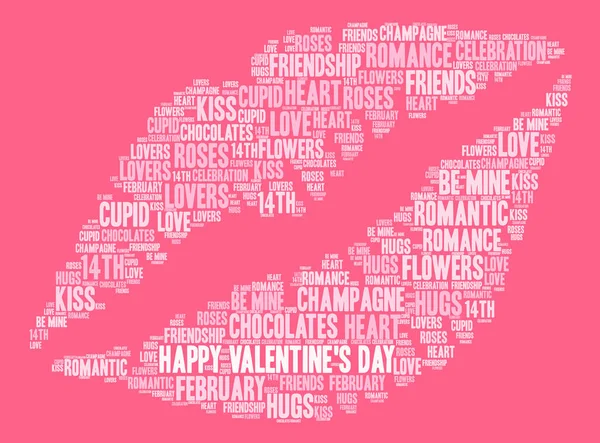 Joyeuse Saint-Valentin mot nuage sur un fond rose — Image vectorielle
