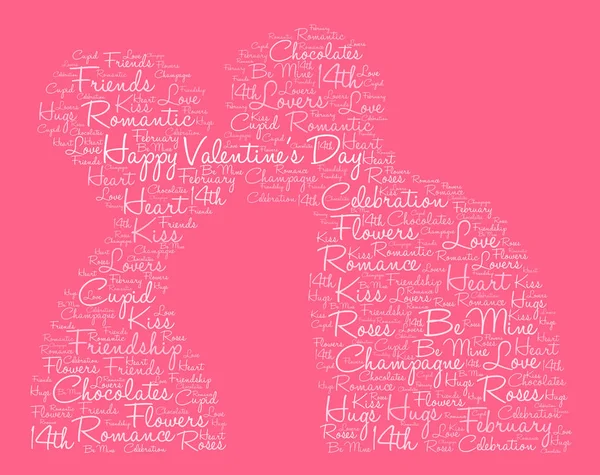 Glad Alla hjärtans dag word cloud på en rosa bakgrund — Stock vektor