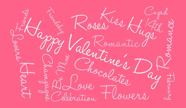 Joyeuse Saint-Valentin mot nuage sur un fond rose — Image vectorielle