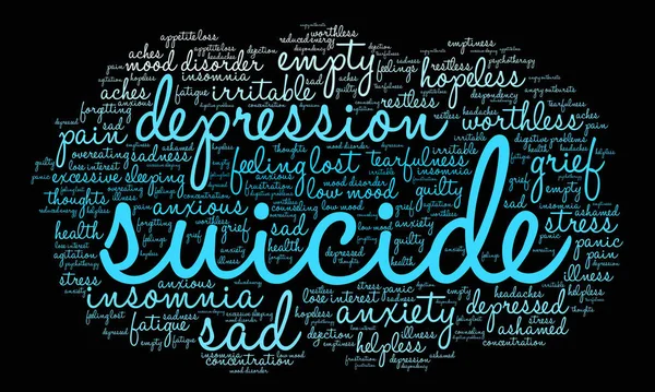 Nube de palabras suicidas — Archivo Imágenes Vectoriales