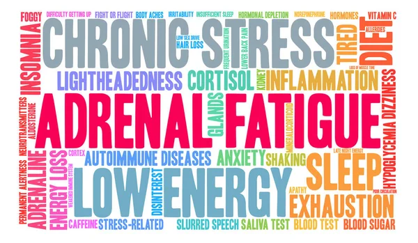 Nube de palabra de fatiga suprarrenal — Vector de stock