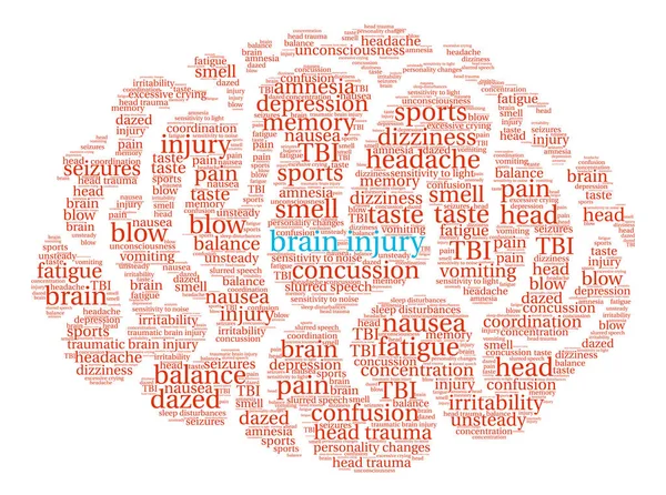 뇌 부상 단어 구름 — 스톡 벡터
