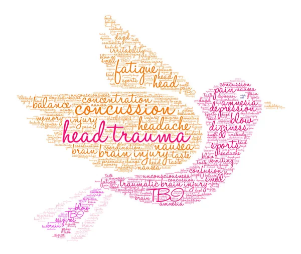 Trauma craneal Word Cloud — Vector de stock
