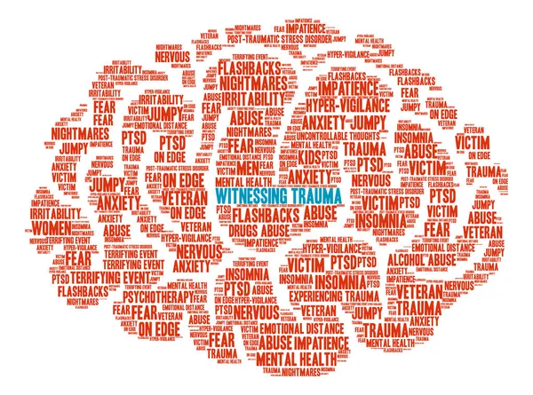 Testigo de trauma Cerebro Palabra Nube — Vector de stock