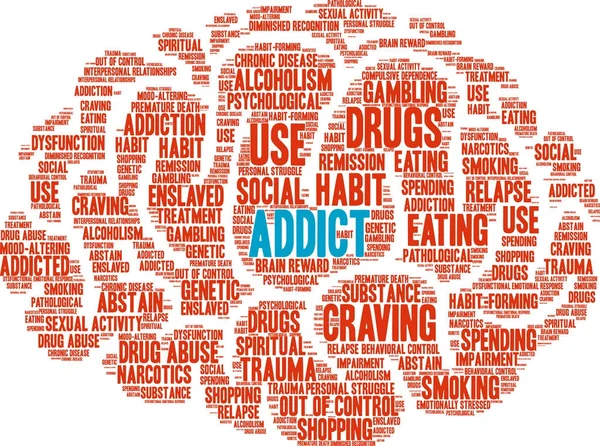 Addict Word Cloud — Stock Vector