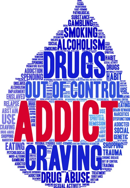 Addict Word Cloud — Stock Vector