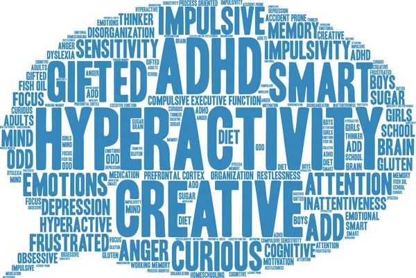 Hiperactividad Word Cloud — Vector de stock