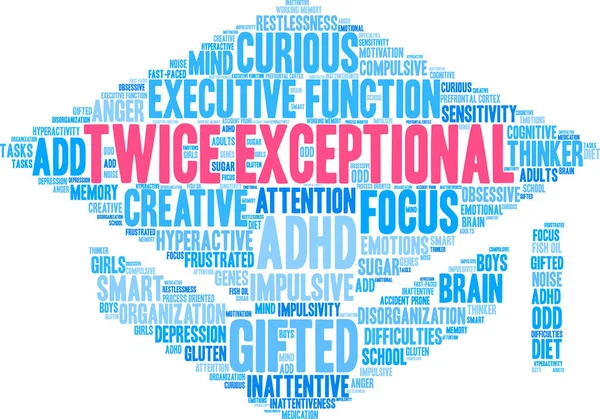 Twice Exceptional Word Cloud — Stock Vector