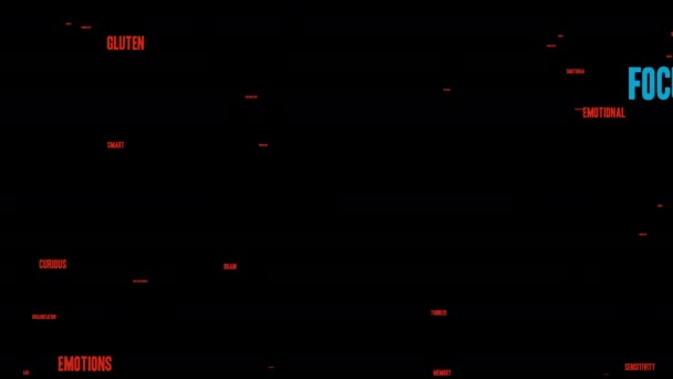 Focus nuage de mots animés ADHD sur fond noir . 