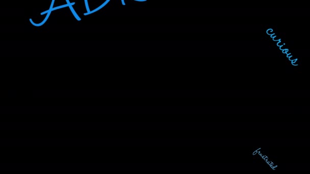 Сдвг Память Анимированное Облако Слов Черном Фоне — стоковое видео