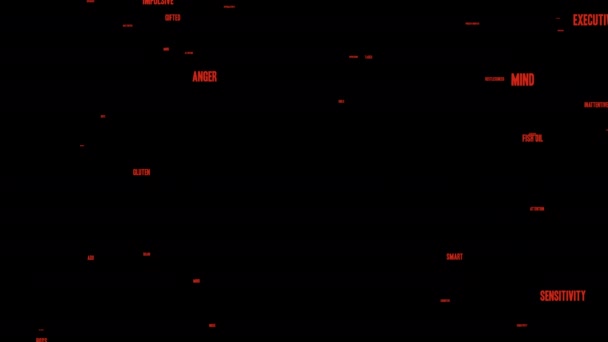 Mémoire de travail TDAH mot animé nuage sur un fond noir . 