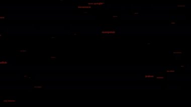 Duygusal animasyonlu otlakçı kelime bulutu siyah bir zemin üzerine. 