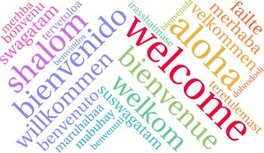 Uluslararası hoş geldiniz kelime bulutu