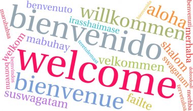 Uluslararası hoş geldiniz kelime bulutu