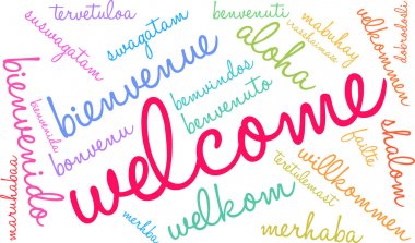Uluslararası hoş geldiniz kelime bulutu