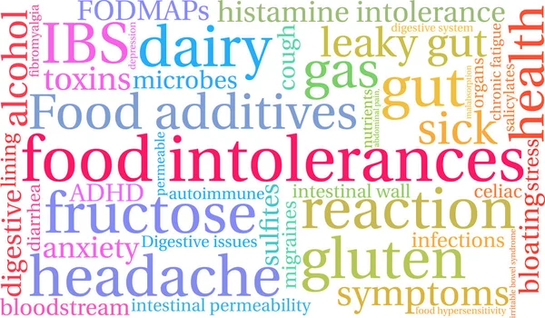 Intolerancias alimentarias Word Cloud — Vector de stock