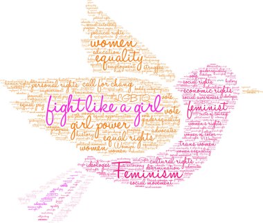 Bir kız Word bulut gibi mücadele