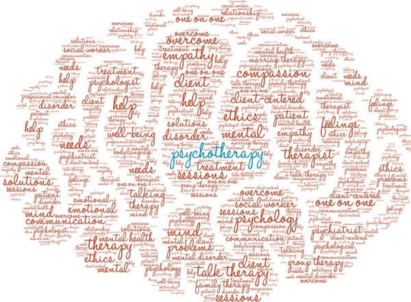 Psicoterapia Word Cloud — Vector de stock