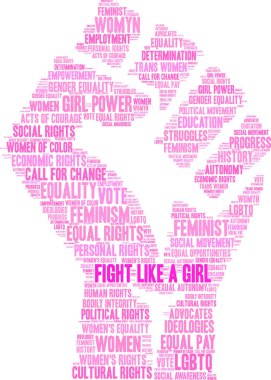 Bir kız Word bulut gibi mücadele