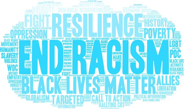 Acabar con el racismo Word Cloud — Vector de stock