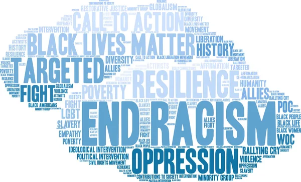 End Racism Word Cloud — Stock Vector