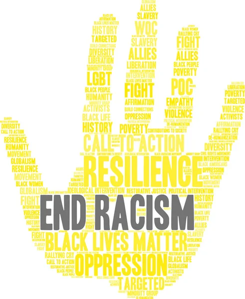 Acabar con el racismo Word Cloud — Vector de stock