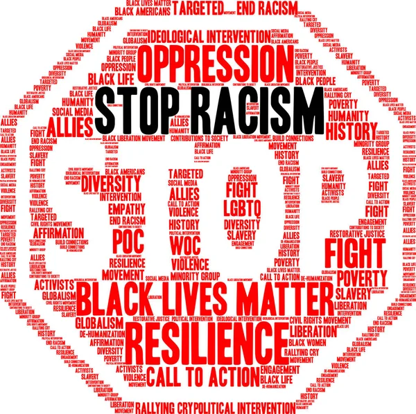 Stop Racism Word Cloud — Stock Vector