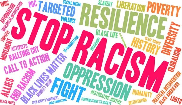 Alto al racismo Word Cloud — Vector de stock