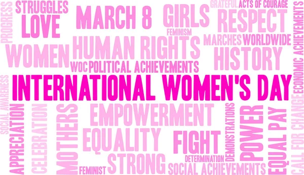 Internationale dag van de Womens Word Cloud — Stockvector